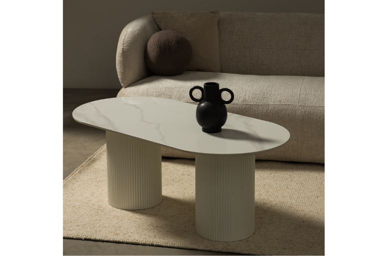 Amalfi Ovale Salontafel (Wit Marmer)