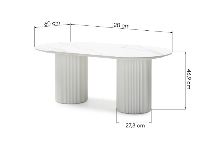 Amalfi Ovale Salontafel (Wit Marmer)