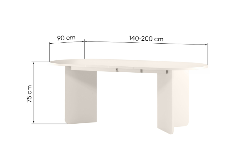 Cannes Ovale Uitschuifbare Eettafel (140-200 cm)
